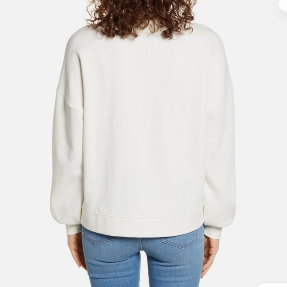 Madewell off-white  V-Neck Sweatshirt size M. Oversized. Balloon sleeves - Picture 2 of 16